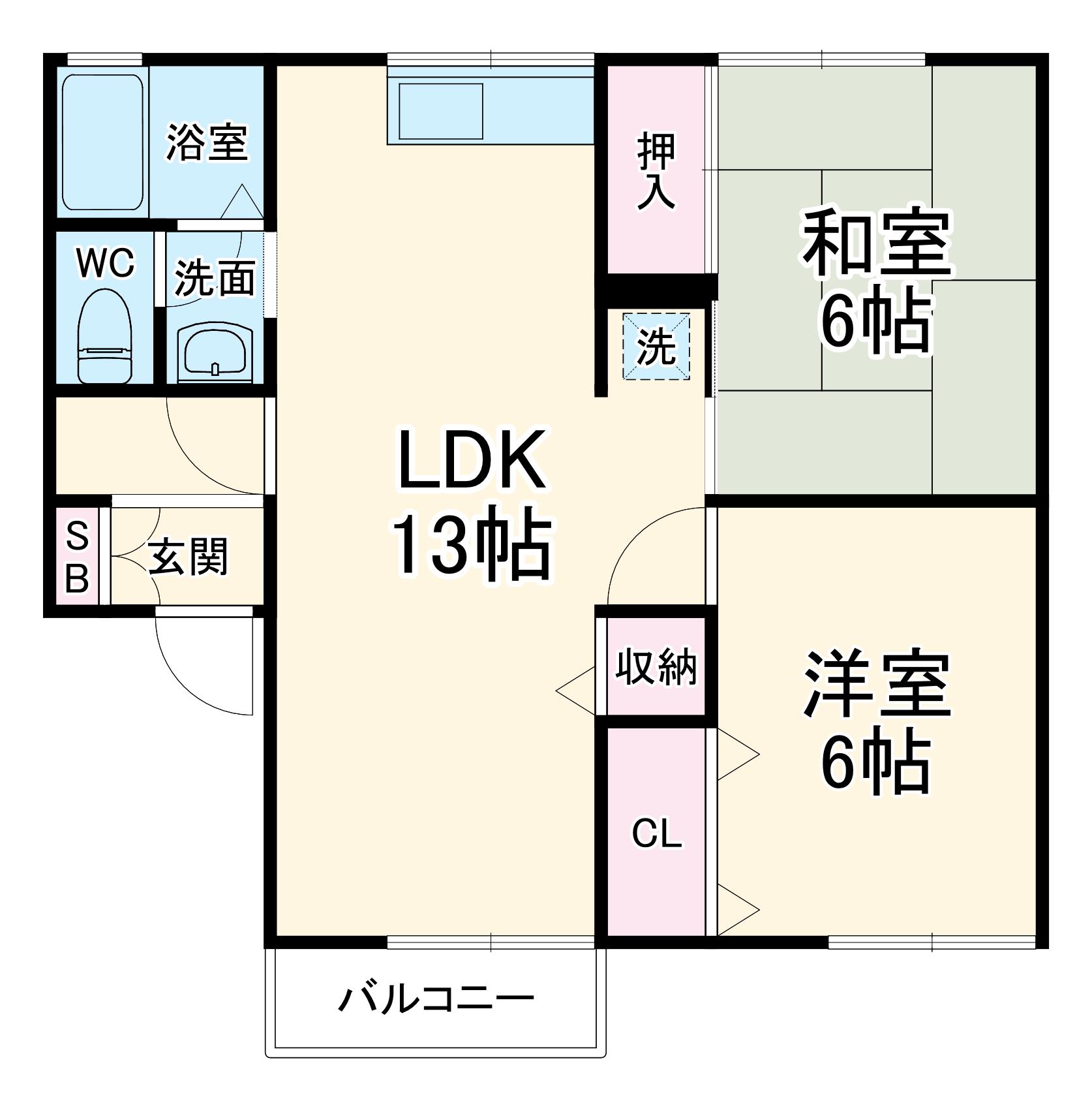 ファミールKⅠ・Ⅱ(2LDK/2階)の間取り写真