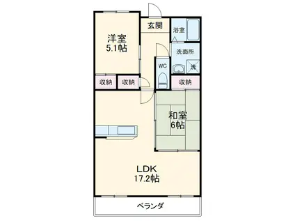 カーサ・ベルジオーノ(2LDK/2階)の間取り写真