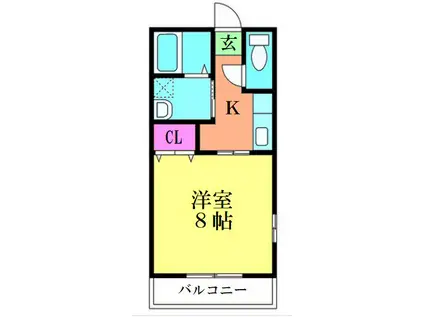 リバティⅡ(1K/1階)の間取り写真