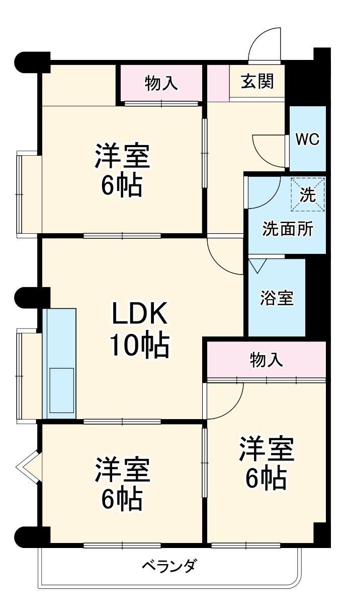 リヒテン山崎(3LDK/2階)の間取り写真