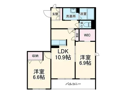 プロンシア青木(2LDK/3階)の間取り写真