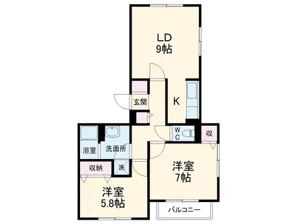 パレットキューブ公津の杜 E棟(2LDK/3階)の間取り写真