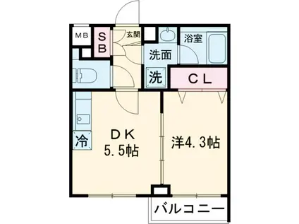 ジェノヴィア京成立石Ⅴ(1DK/1階)の間取り写真