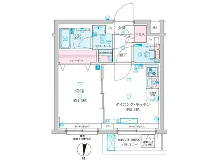 ジェノヴィア京成立石Ⅴ(1DK/4階)の間取り写真