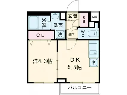 ジェノヴィア京成立石Ⅴ(1DK/3階)の間取り写真