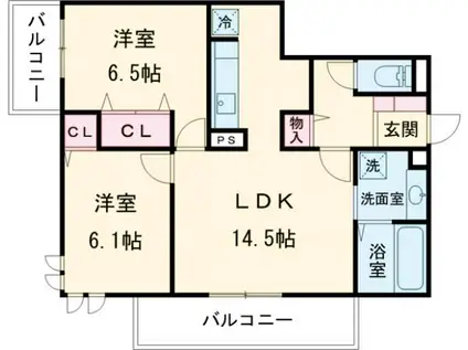 TORISIA殿城(2LDK/2階)の間取り写真