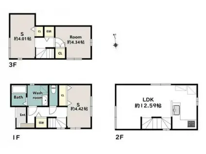 埼京線 浮間舟渡駅 徒歩11分 3階建 築1年(1SLDK)の間取り写真