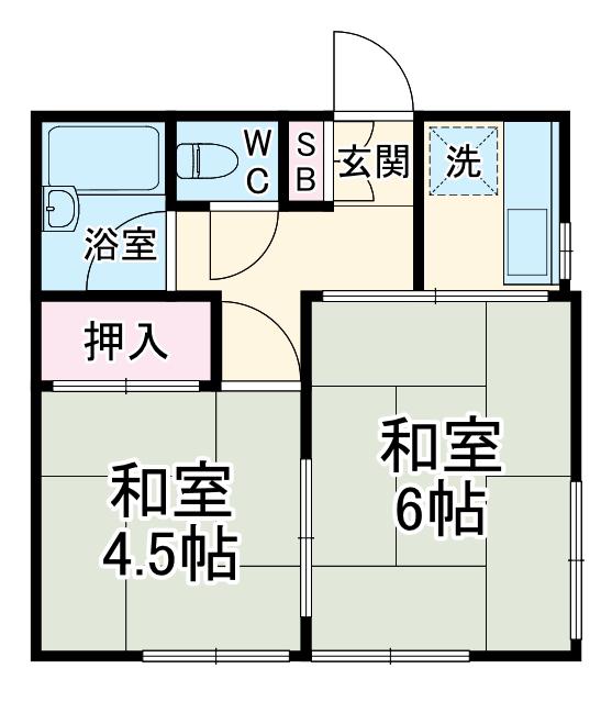 富澤ハイツ(2K/2階)の間取り写真