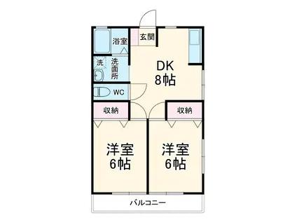 スプリングハウスI(2DK/2階)の間取り写真