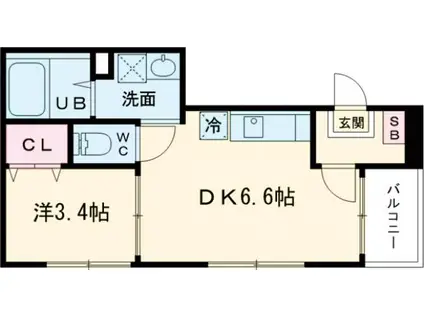 ハーモニーテラス花園伊町(1DK/1階)の間取り写真