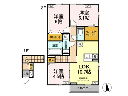 ガーネット Ⅰ(3LDK/2階)の間取り写真
