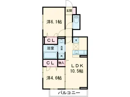 ガーネット Ⅱ(2LDK/1階)の間取り写真