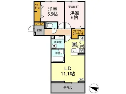 リシェスみのり台 C棟(2LDK/1階)の間取り写真