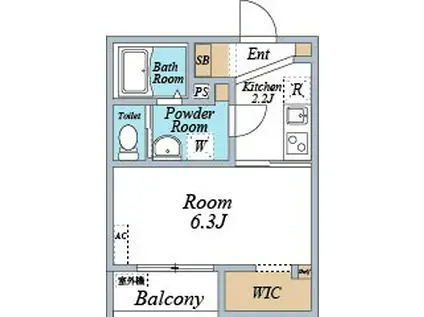 カサデルソルⅥ(1K/3階)の間取り写真