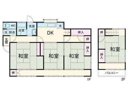 東海道本線 焼津駅 徒歩109分 2階建 築38年(4K)の間取り写真