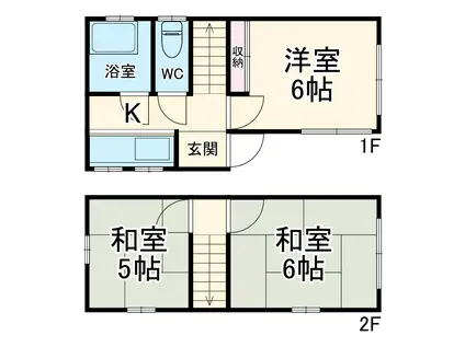 京成電鉄本線 鬼越駅 徒歩14分 2階建 築53年(3DK)の間取り写真