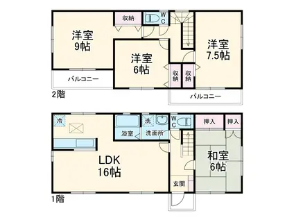 高崎線 鴻巣駅 徒歩24分 2階建 築16年(4LDK)の間取り写真