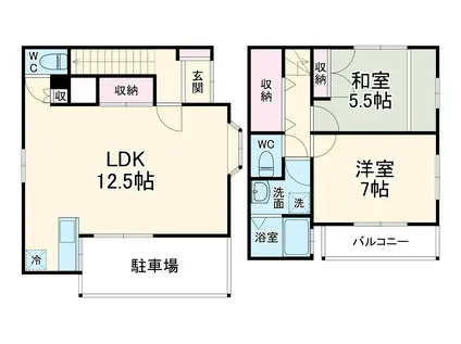 埼玉高速鉄道 浦和美園駅 徒歩21分 2階建 築25年(2LDK)の間取り写真