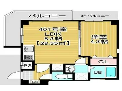 ガーネットコート2(1LDK/4階)の間取り写真