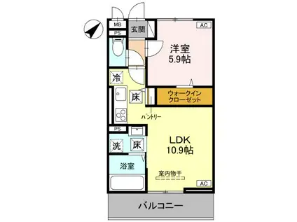 ノーブルヴィラ曙町(1LDK/1階)の間取り写真
