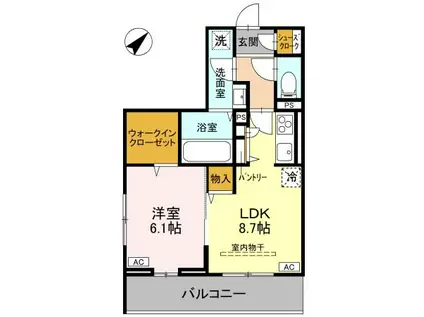 ノーブルヴィラ曙町(1LDK/2階)の間取り写真