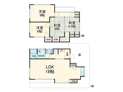 東急田園都市線 中央林間駅 徒歩9分 2階建 築54年(4LDK)の間取り写真