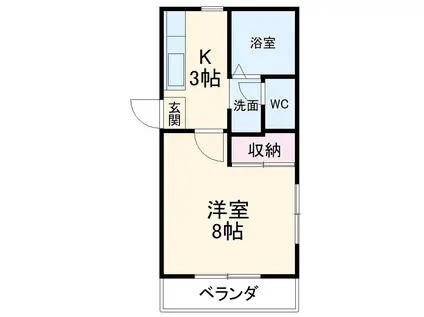 ハイツスギハラ(1K/2階)の間取り写真