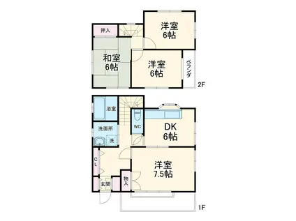 京浜東北・根岸線 蕨駅 徒歩15分 2階建 築42年(4DK)の間取り写真