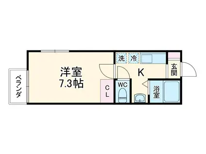 カーサ宮崎台B棟(1K/1階)の間取り写真