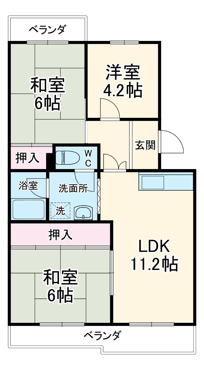 レジデンス吉川2号棟(3LDK/3階)の間取り写真