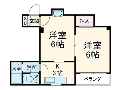 メゾン笹川(2K/4階)の間取り写真
