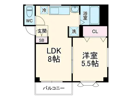サンシャイン鏡池(1LDK/1階)の間取り写真