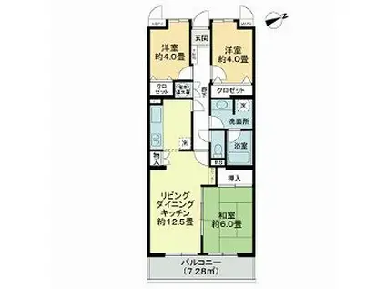ライオンズマンション川越(3LDK/4階)の間取り写真