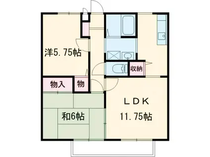 グリーンビレッジFMB棟(2LDK/2階)の間取り写真