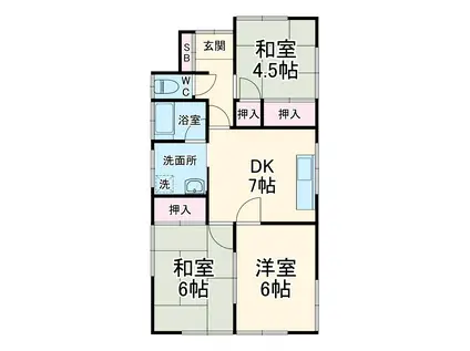 東武伊勢崎・大師線 一ノ割駅 徒歩13分 1階建 築942年(3DK)の間取り写真