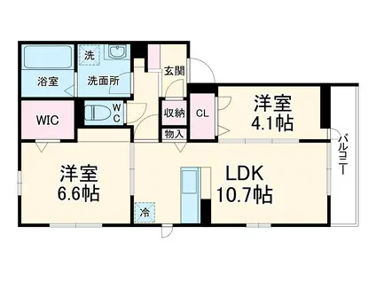 アトリウム(2LDK/2階)の間取り写真
