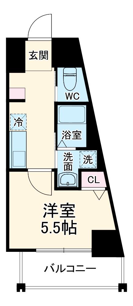 エストゥルースプラス大阪福島(1K/8階)の間取り写真