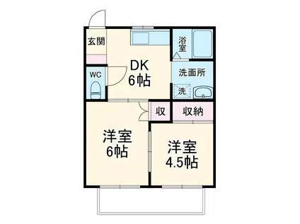 ハイツポエム(2DK/1階)の間取り写真