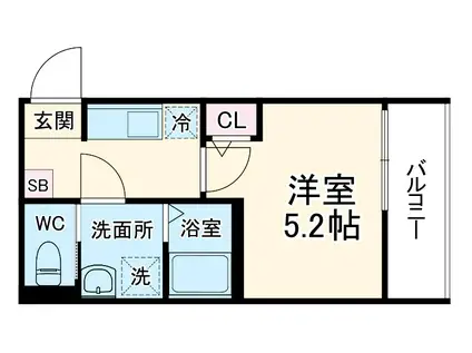 GRADUS鶴ヶ島Ⅱ(1K/2階)の間取り写真
