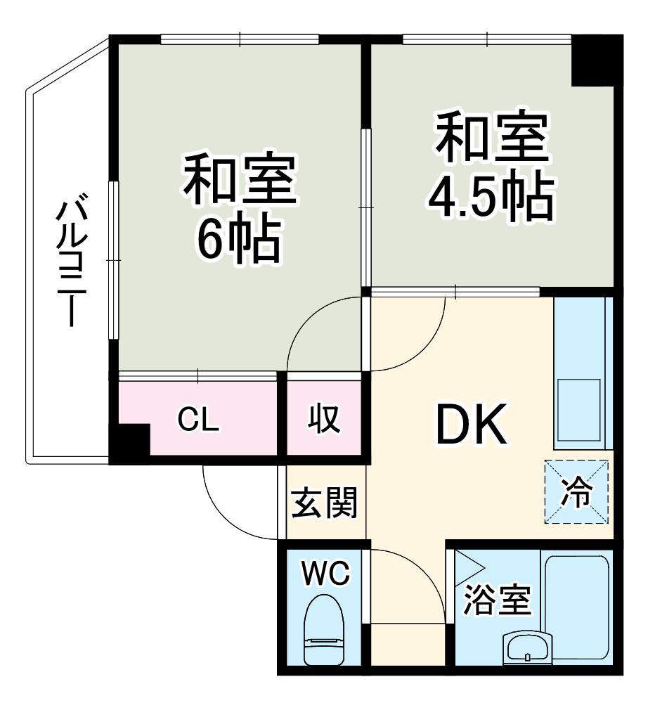 岩隈ハイツ2号(2DK/3階)の間取り写真