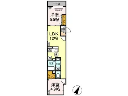 セレスティア柴又Ⅲ(2LDK/2階)の間取り写真