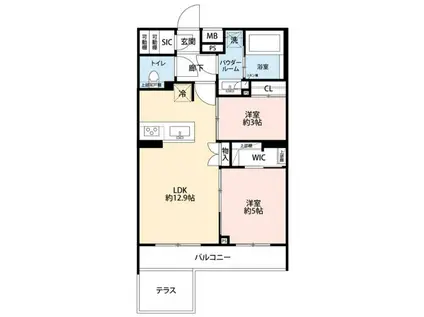 ヴァースクレイシアIDZ中野鷺宮(2LDK/1階)の間取り写真