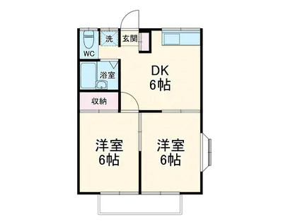 ドゥエル桜ヶ丘(2DK/2階)の間取り写真