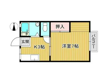 大川ハイツ(1K/2階)の間取り写真