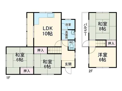 成田線 酒々井駅 徒歩43分 2階建 築48年(4DK)の間取り写真