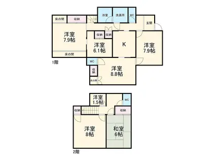 京浜急行電鉄本線 横須賀中央駅 徒歩15分 1階建 築58年(5LDK)の間取り写真