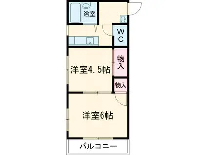 笹本ビル(2K/4階)の間取り写真