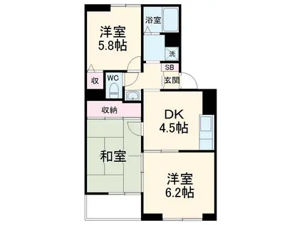 クリスタル岩槻(3DK/1階)の間取り写真