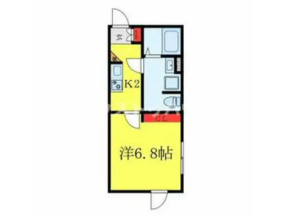 ヒルズコート北千住(1K/5階)の間取り写真