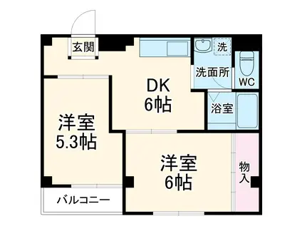 シンプルライフ(2DK/1階)の間取り写真